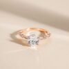 EAMTI 925 Sterling Silver Ring Oval Cut Cubic Zirconia Engagement Rings Solitaire Halo Promise Ring For Women Size 3-13