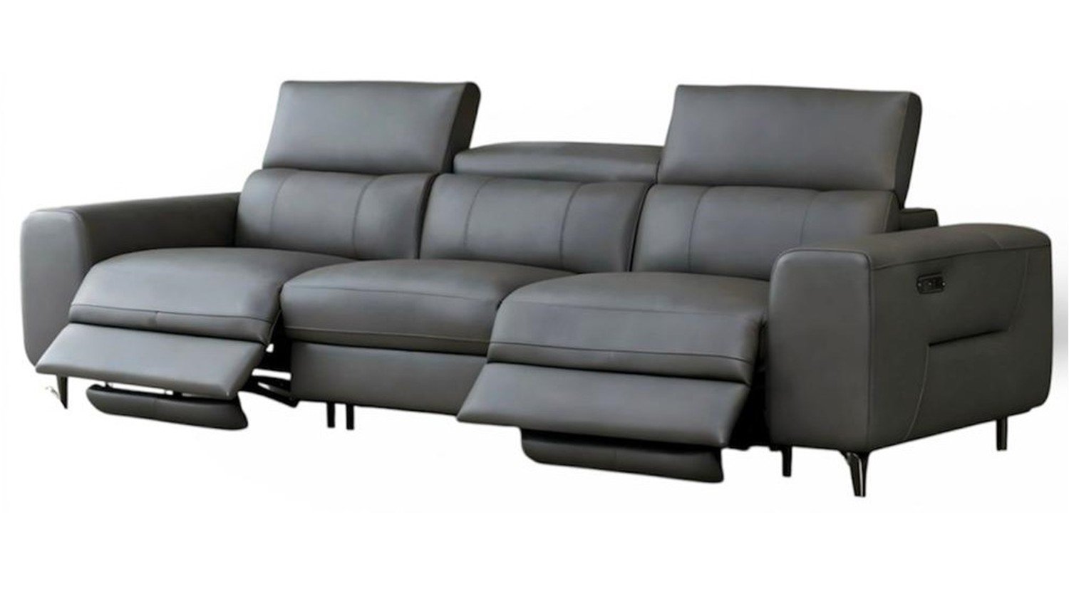 Hilker Arden Full Leather 3 Seater Power Recliner Sofa - Tomax 7806 Grey