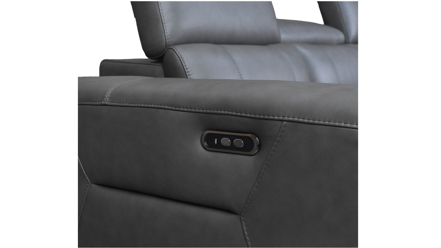 Hilker Arden Full Leather 3 Seater Power Recliner Sofa - Tomax 7806 Grey - Image 3