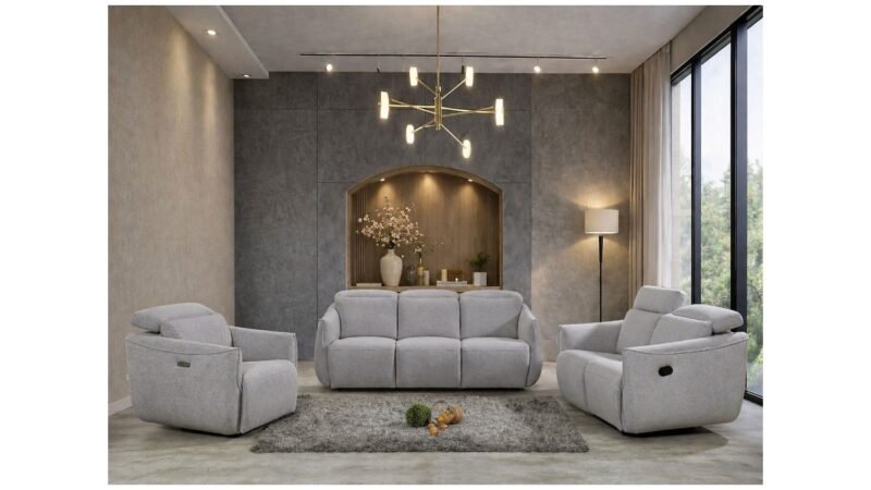 LifeStyle Lunor 2 Seater Fabric Manual Recliner Sofa - Mist 007